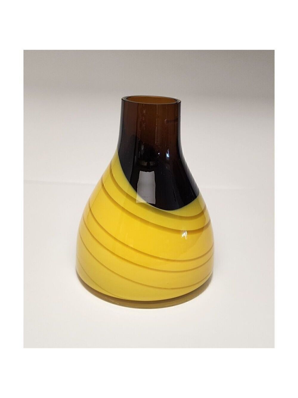 Zodax Heavy Art Glass Hand Blown Butterscotch And Mocha Vase 8.5”